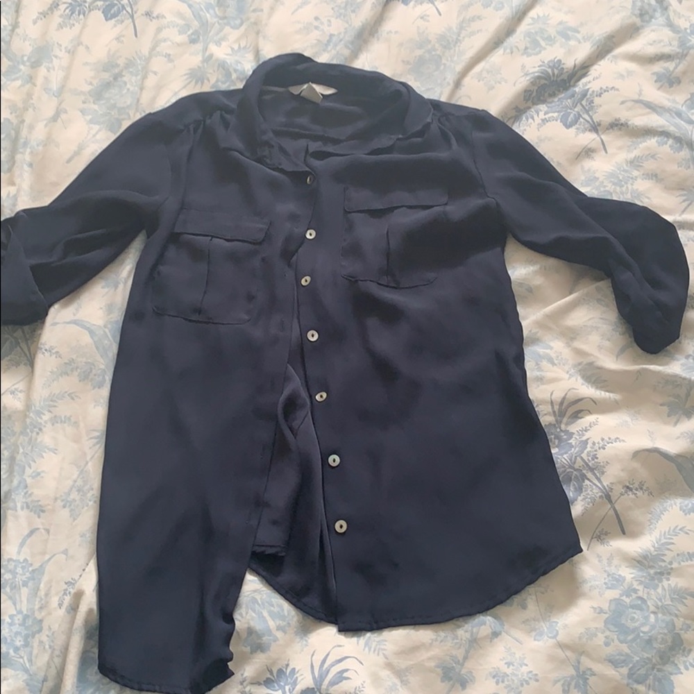 Sheer navy hm blouse